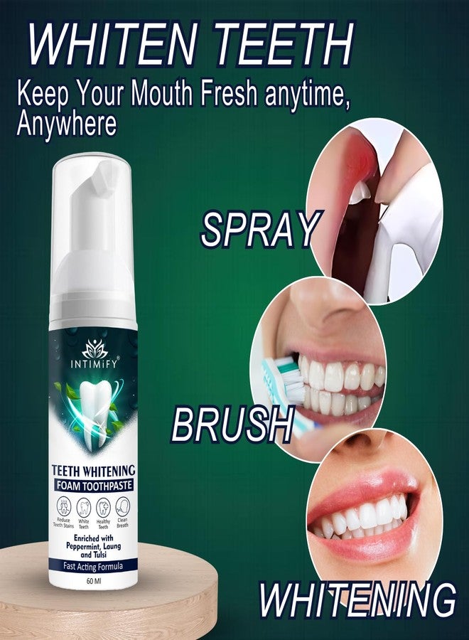 INTIMIFY معجون أسنان إنتيميفاي لتبييض الأسنان، رغوة تبييض الأسنان، يزيل البقع الصفراء، ويعالج رائحة الفم الكريهة للبالغين والأطفال، 60 مل - Image 3